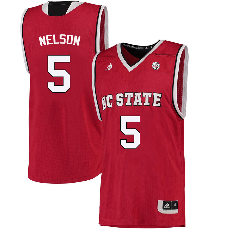 Men NC State Wolfpack #5 Chelsea Nelson College Basketball Jerseys-Red